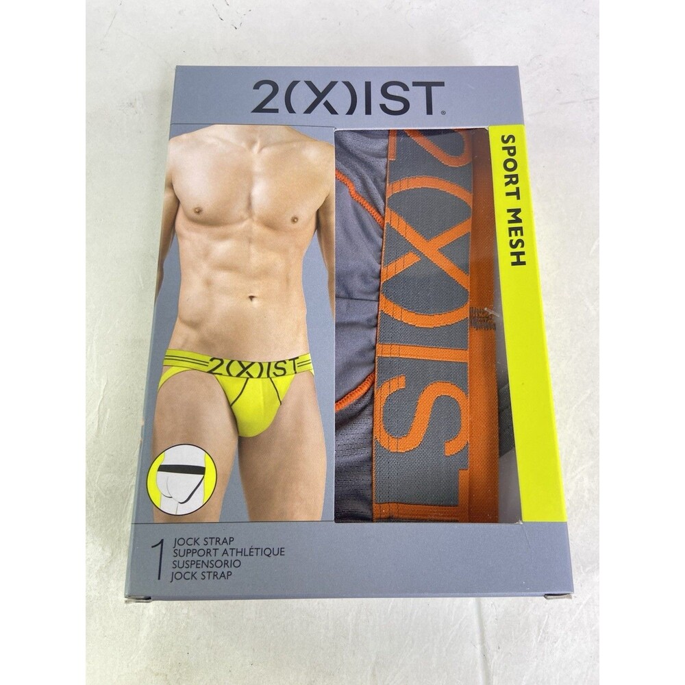 2xist Sport Mesh Jock Strap Jockstrap Underwear Gray Orange Mens Size L